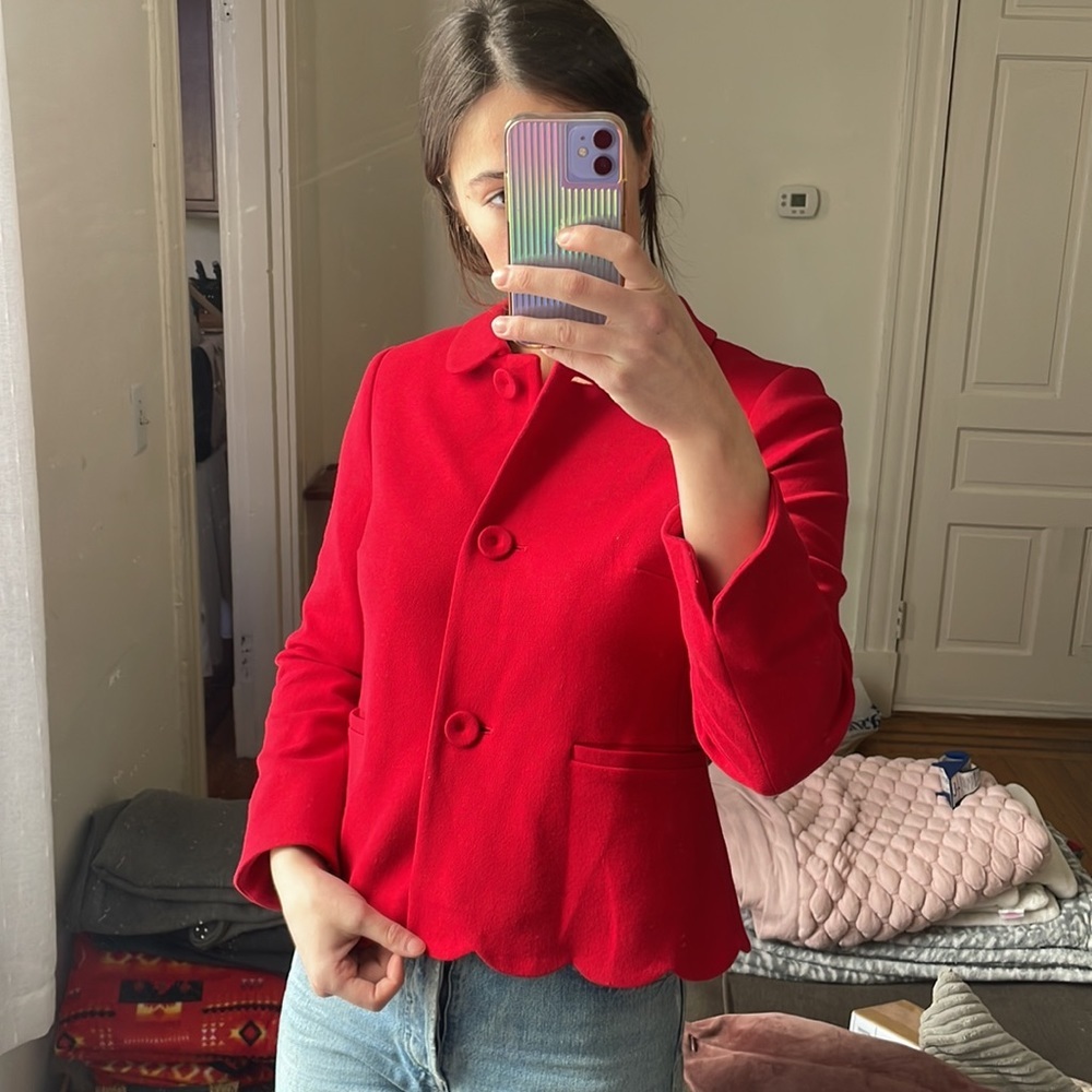 Talbots Red Scallop Hem Jacket Size 2